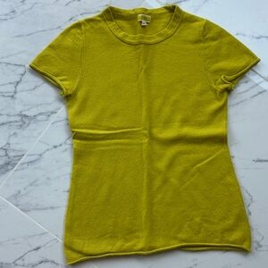 J. Crew 100% cashmere Short Sleeve Sweater Tee burnished citron